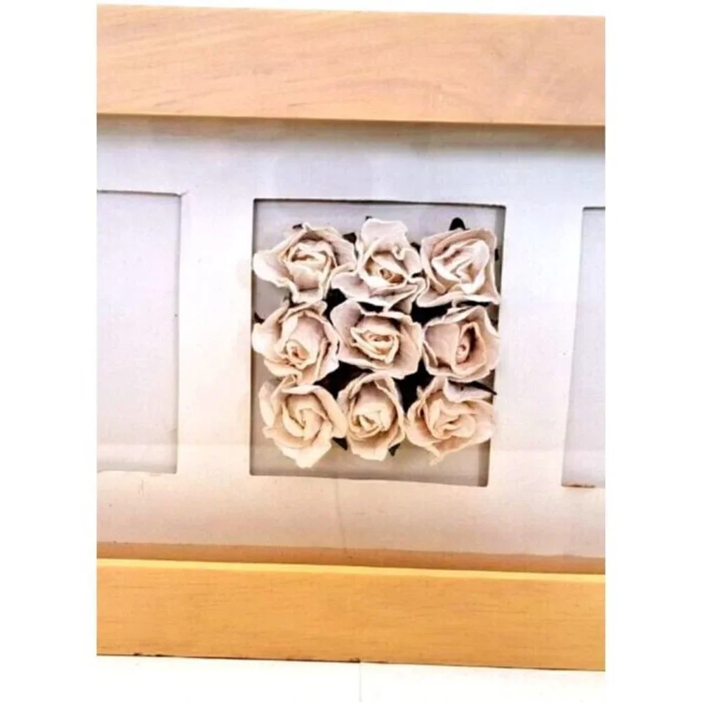 Hanging/Standing Photo Frame Roses Block Style Beige 12.5